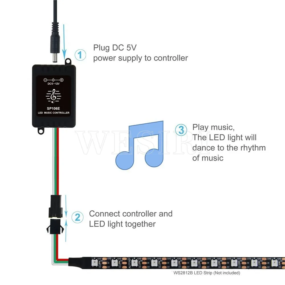 SP106E LED RGB музыкальный контроллер со звуковым активированным беспроводным