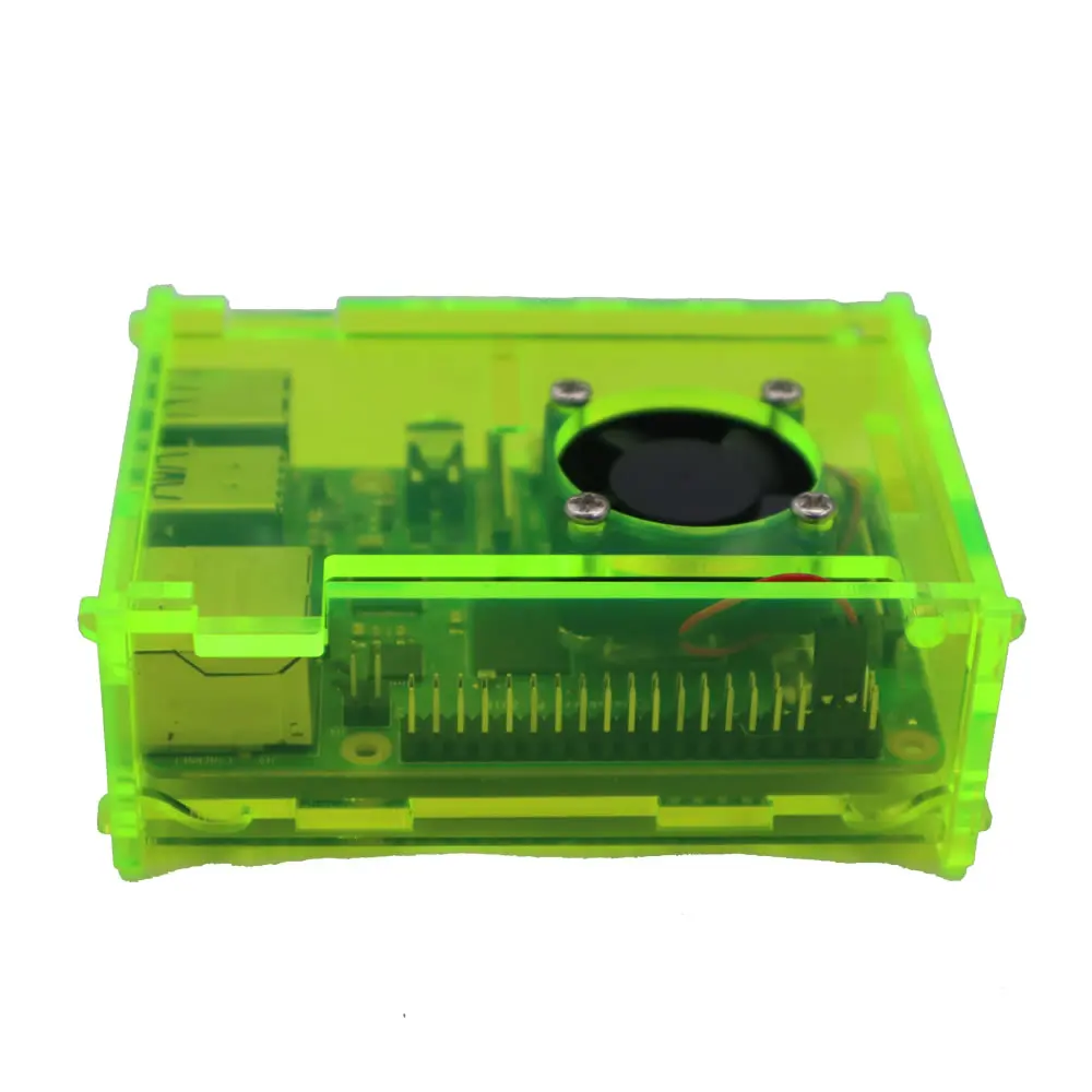 Raspberry Pi 4 блеск флуоресцентный зеленый акриловый чехол корпус w/вентилятор