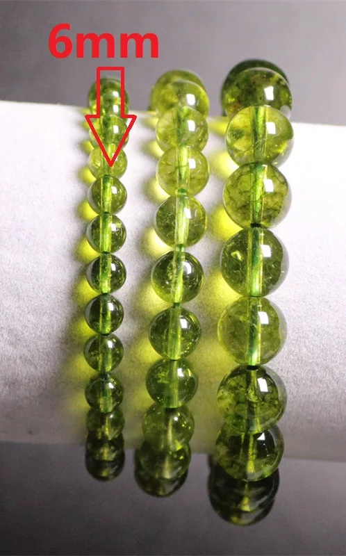 6mm Beads Натуральные камни Зеленый Перидот браслет оливин Кристалл кварц круглый шарик для мужчин и женщин браслет целебная энергия подарок Удача ювелирные изделия - Цвет камня: 6mm Beads