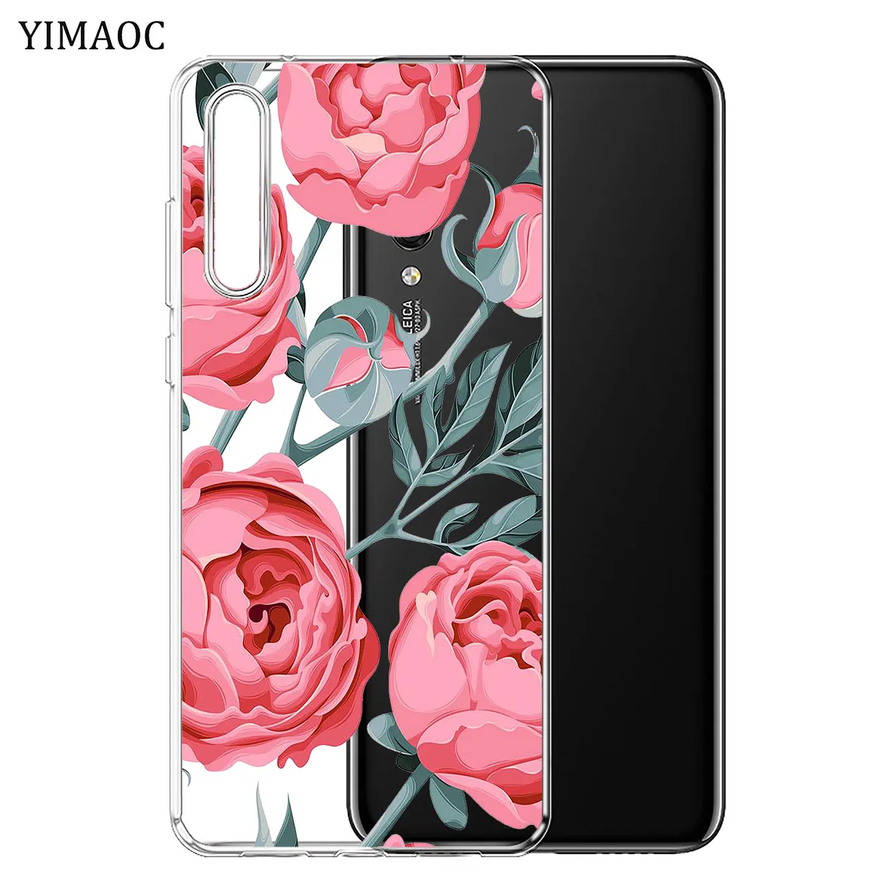 Мягкий силиконовый чехол для телефона YIMAOC с розовым пионом и подсолнухами Huawei P30