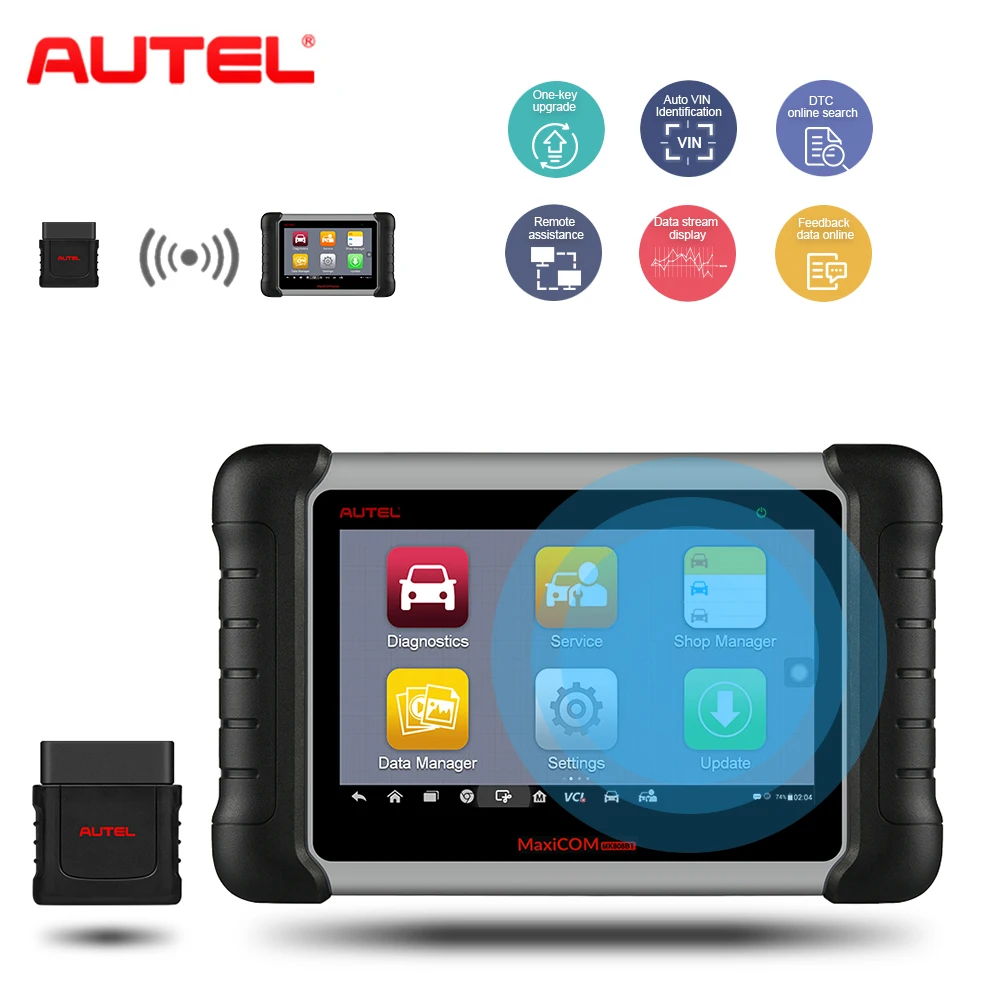Autel MaxiCOM MK808BT OBD2 сканер диагностический инструмент с MaxiVCI поддерживает полную диагностику системы обновленная версия и датчик TPMS