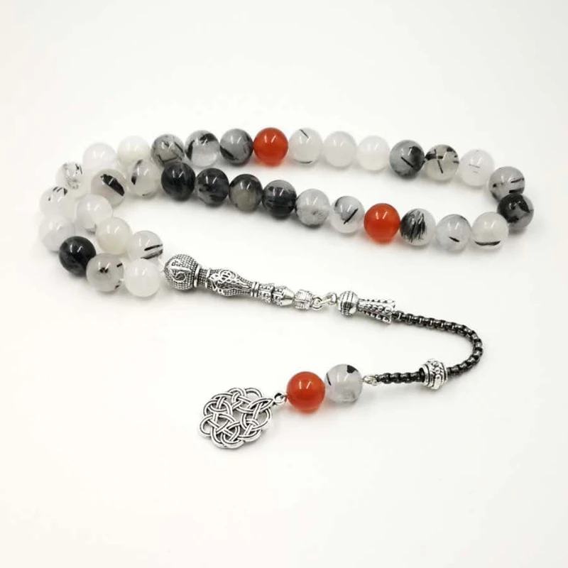 Натуральный кварц с агатами Tasbih ценные gfit для Рамадан Tesbih 33 66 99 мусульманских misbaha человека браслеты Роскошные четки