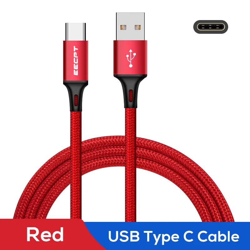 EECPT 3A usb type-C кабель для samsung S9 S8 провод для быстрого заряда type-C телефон зарядное устройство кабель для Xiaomi Redmi Note 7 huawei P30 P20 - Цвет: Red