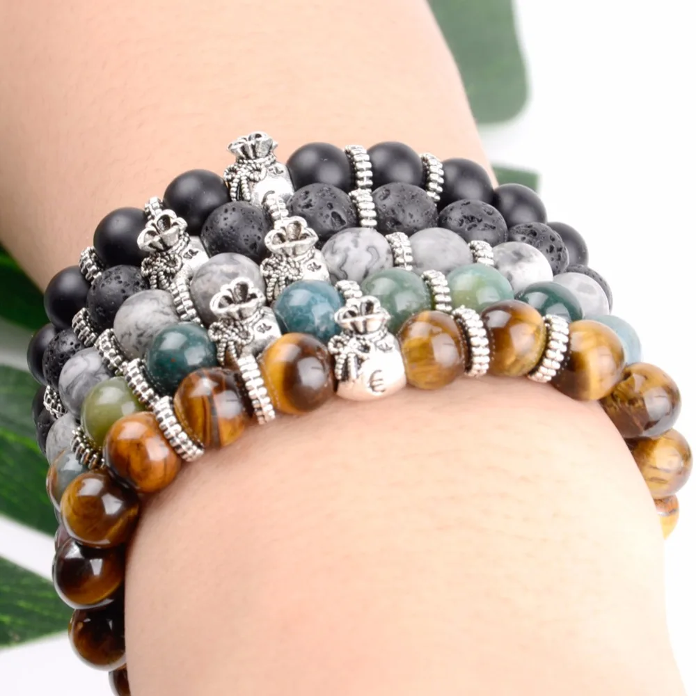 Trendy Beaded Bracelet Men Natural Yellow Tiger eye Stone Wallet Charm Buddha Bracelets &amp Bangles For Women Jewelry Accessories |