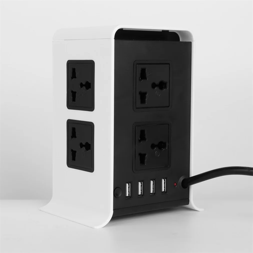 ABS+ огнеупорный 8 розеток 4 USB силовой стабилизатор напряжения башня полосы вертикальный шнур питания настольная розетка США/Великобритания/ЕС вилка JW-501