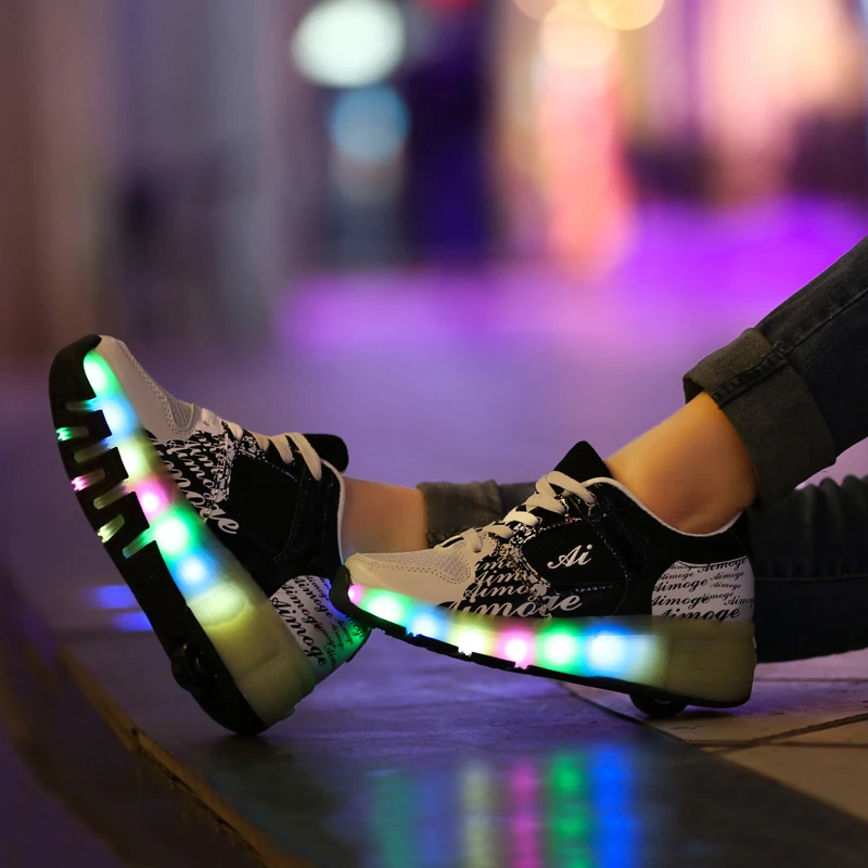 Дизайн, повседневные кроссовки Heelys с колесом для мальчиков, весенняя обувь на роликах для девочек, Zapatillas Zapatos Con Ruedas, черный цвет