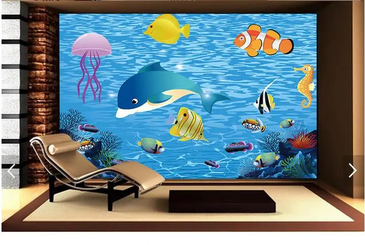 Индивидуальные фото обои 3d настенные фрески морская рыба Медузы ручная роспись