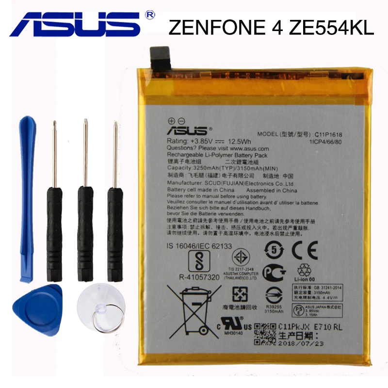 Оригинальный аккумулятор для телефона ASUS C11P1618 Zenfone 4 Z01KD ZE554KL 3250mAh|Аккумуляторы