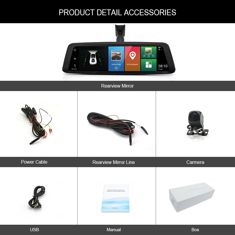 AWESAFE 10 ''ips Автомобильный видеорегистратор Камера FHD 1080P двойной объектив Dashcam 2