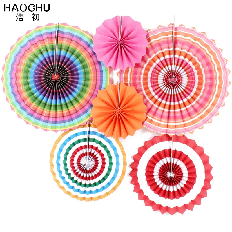 

HAOCHU 6 шт./лот Радужная серия креативный бумажный веер цветок набор «сделай сам» для вечеринки Романтическая свадьба новогодний Рождественс...