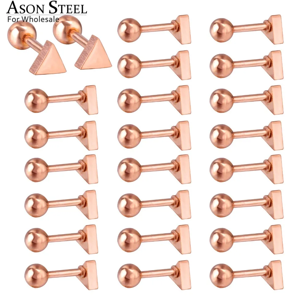 

ASONSTEEL розовое золото/черный винт серьги гвоздики из нержавеющей стали 12 пар/лот серьги-гвоздики оптовая продажа свадебный подарок