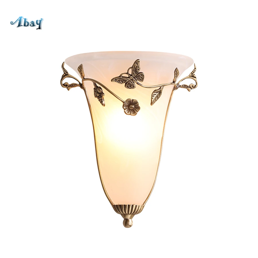American Metal Garden Decors Glass Wall Lamps Living Room Bedroom Corridor Led Art Elegant Home Decor Lighting Fixture E27 | Лампы и