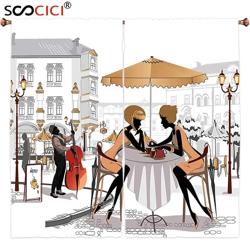 Занавески на окна обработаны 2 панелями модный домашний декор Две Леди в кафе