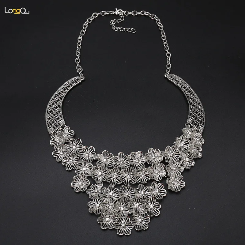 Комплект из колье и серёг серебристого цвета|african beads jewelry set|beaded setjewelry sets |