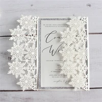 elegant snowflake wedding invitations ivory shimmer marriage engagement invitation customizable