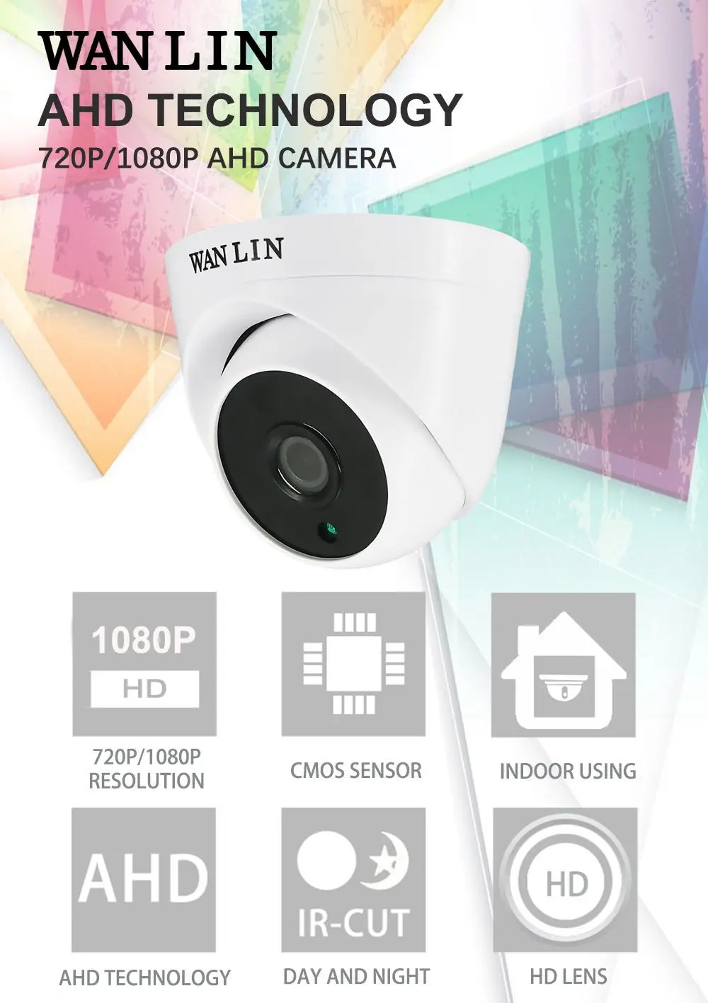 WANLIN 720 P/1080 P SONY IMX323 Full HD 2MP Крытая мини Пластиковая купольная AHD камера видеонаблюдения с массивом ИК