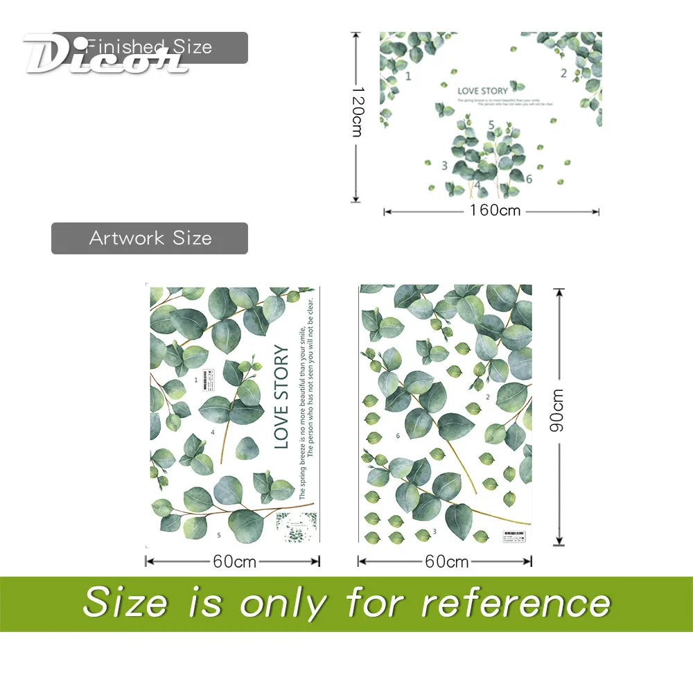 Наклейка на стену с зеленым растением домашний декор сделай сам съемный