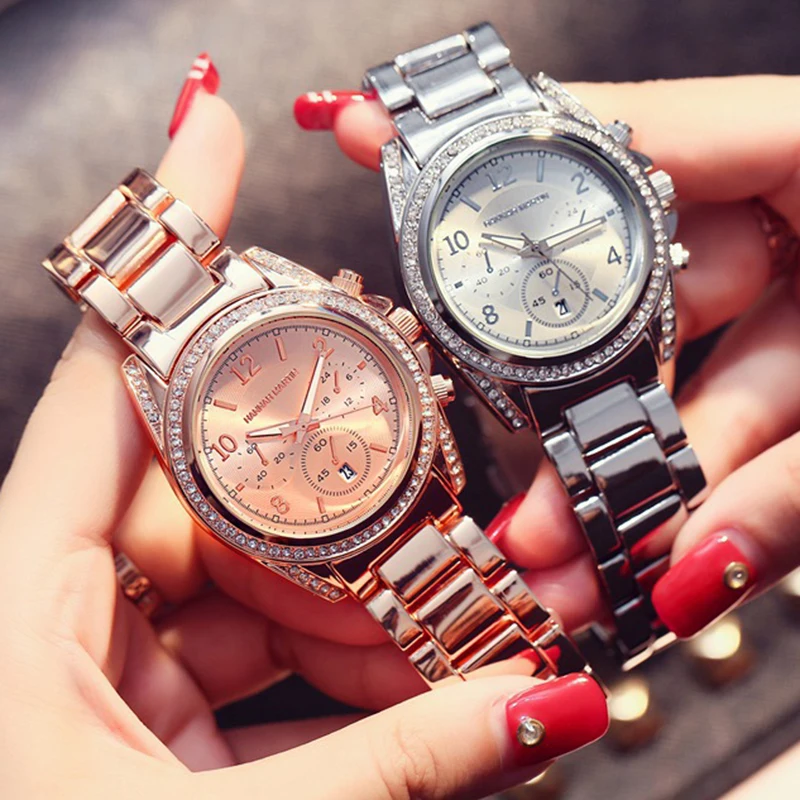 Топ Фирменные женские часы Роскошные розовое золото водонепроницаемые модные