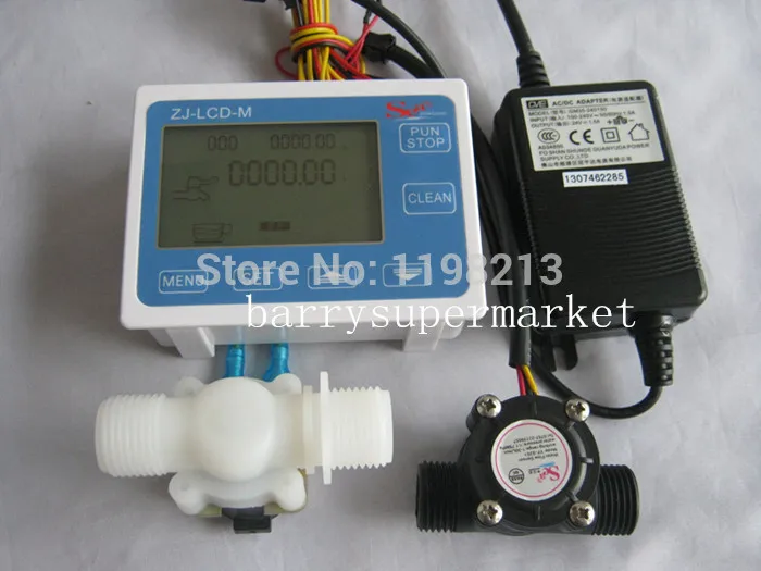 

Water Flow Meter Flowmeter Hall Flow Sensor Indicator Counter LCD Display+ Flow Sensor + Solenoid Valve +Power Adapter DN15 G1/2
