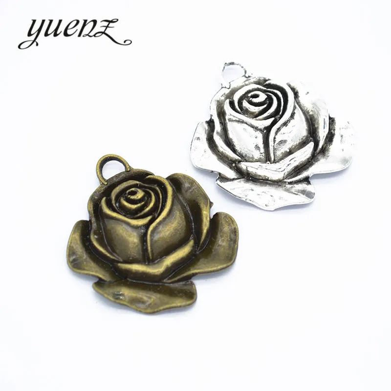 YuenZ 5 шт. розовые цветочные Подвески в виде металлической подвески для jewelryl делая 36*30 мм специальные внутренние подкладки для Q196