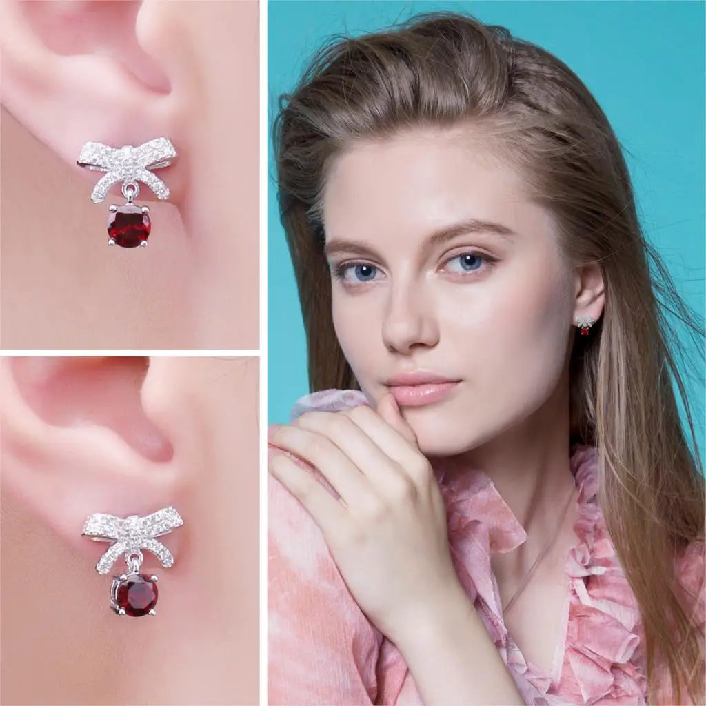JewelryPalace проложить бантом 1ct Подлинная Гранат мотаться серьги серебро 925 ювелирные