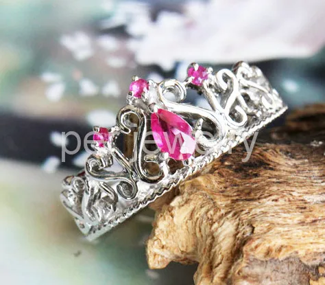 Кольцо в виде короны из натурального рубина бесплатная доставка стерлингового