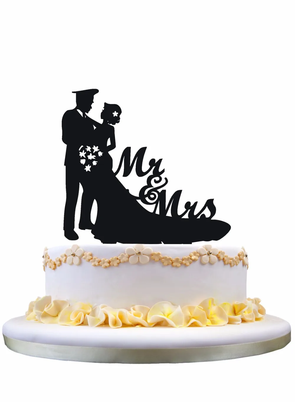Meijiafei Невеста и полиция Жених силуэт скрипт Mr &amp Mrs свадебный торт топперы | Дом