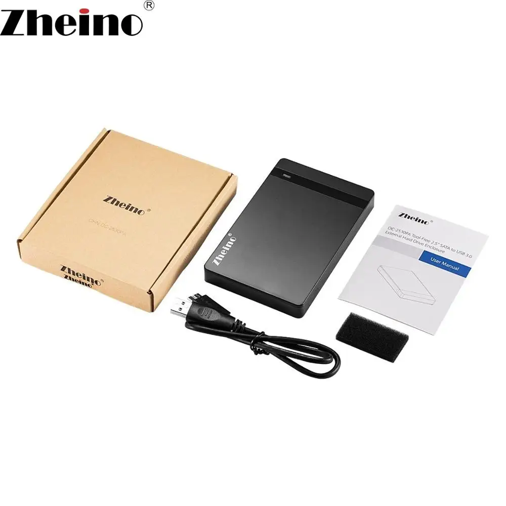 Zheino 2,5 дюйма USB 3,0 HDD/SSD Внешний корпус Чехол-коробка Тип A-Micro B для 7 мм 9,5 мм Sata жесткий диск без инструментов