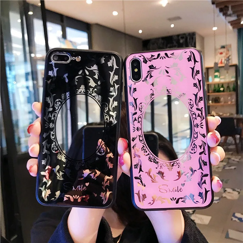 Luxury Plating Floral Mirror Case For iPhone X XR XS Max SE 5s Fashion Girls Silicon Cases 7 8 6 6s Plus cover coque |