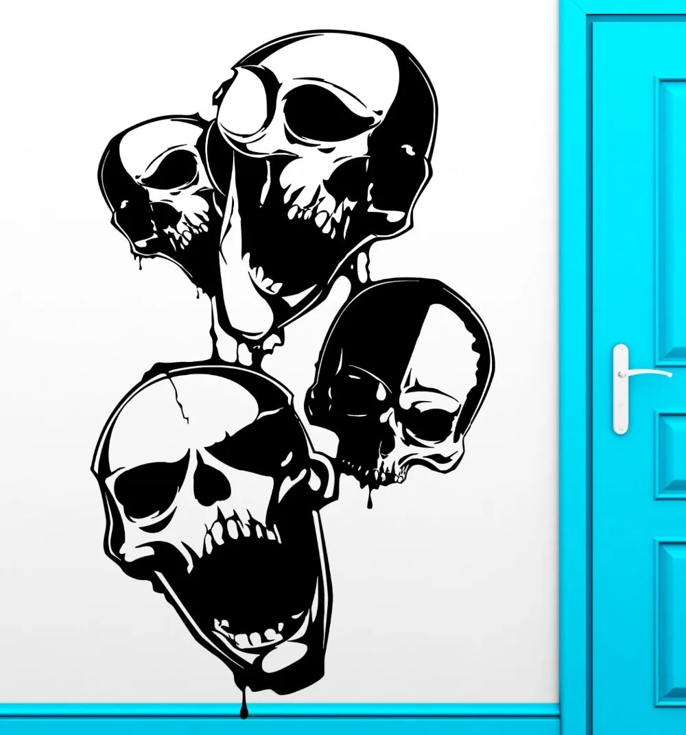 

Skull Scary Anarchy Wall Decal Room Vinyl Stickers Art Home Decor Mural personalized Skull Head Boys Room Wall Pape rA-23