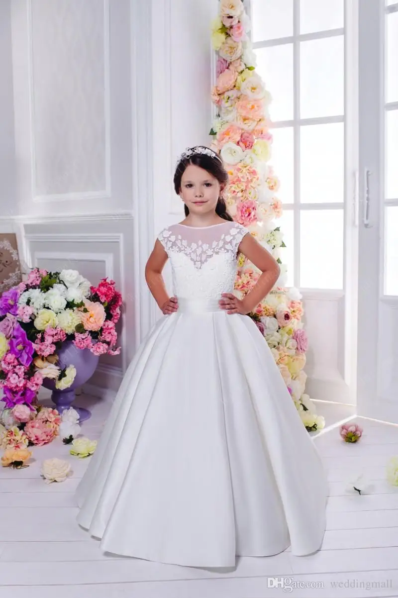 Лодка Декольте Цветочный Цветок Девочки Платья Закрытие шнуровке С Маленький