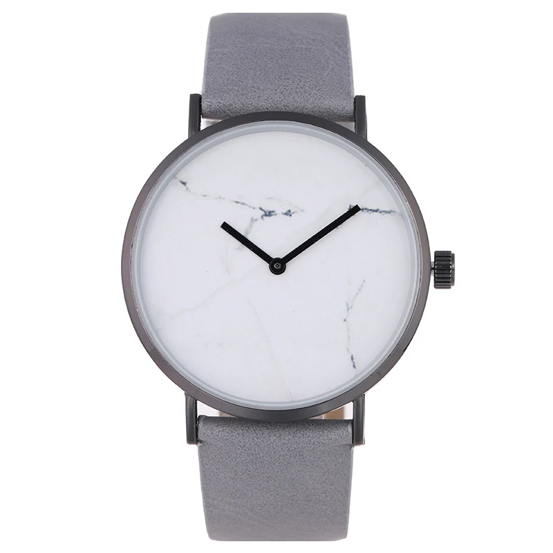 Британский Стиль Женщины Мрамор циферблат Повседневное часы супер тонкий Platimum