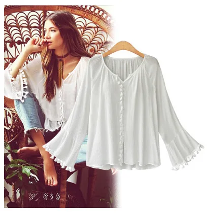 Ruoru новинка европейский стиль женская рубашка с расклешенными рукавами