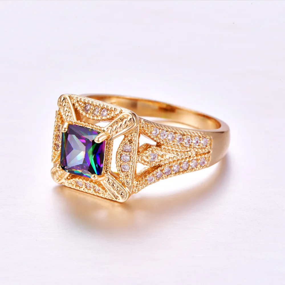 Lingmei Новое поступление GoldRing полный размер таинственный и зеленый кубический