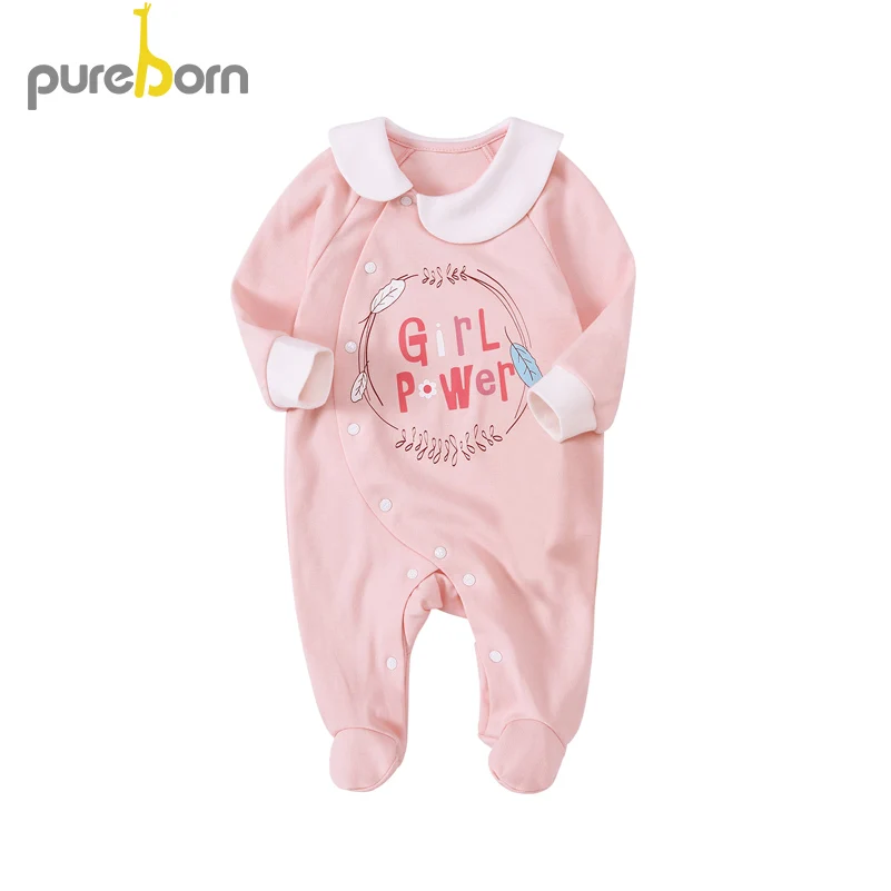 Pureborn/комбинезон для новорожденных Одежда маленьких мальчиков Хлопковая пижама с