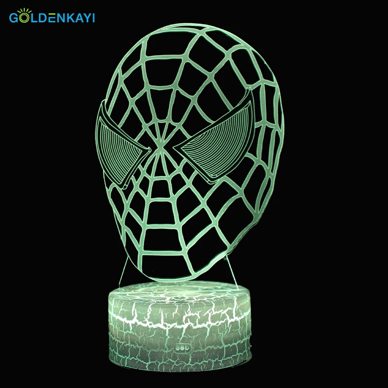 3D маска Человека паука Светодиодные ночные светильники атмосфера настольная