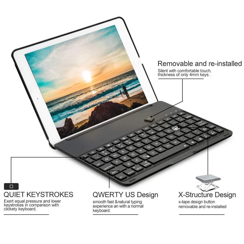 Чехол книжка для Apple iPad 9 7 тонкий чехол с Bluetooth клавиатурой нового IPad 2017/2018 7/IPad Air/iPad