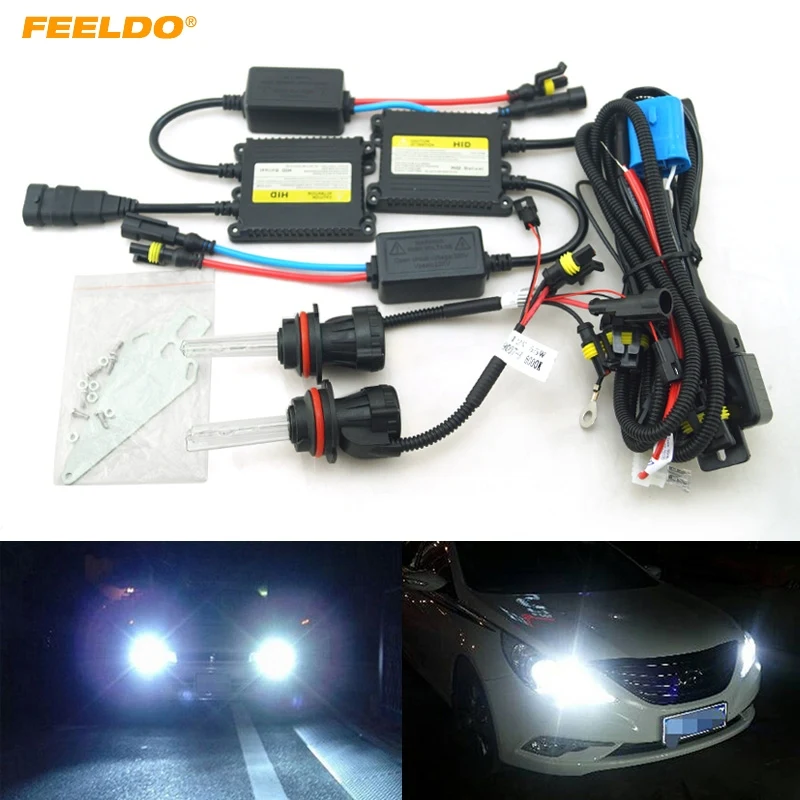 

FEELDO 1Set 35W AC Car Headlight 9004 9007 Xenon Bulb Hi/Lo Beam Bi-Xenon Bulb Light Digital Slim Ballast HID Kit #FD-4479