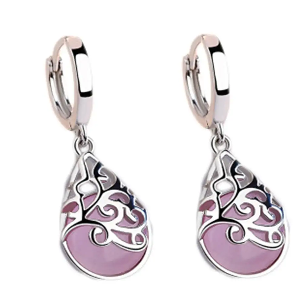 Pink Zircon Dovolov, уникальный дизайн, серебро/розовый цвет, висячие серьги для женщин, высокое качество, Индивидуальные свадебные серьги D348 - Окраска металла: Pink Zircon