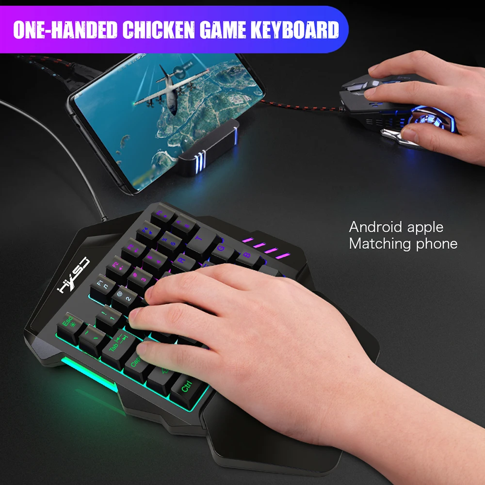 

HXSJ J50 One-Handed Gaming Keyboard 35 Keys LED Backlight + Wired Gaming Mouse with Breathing Light Keyboard and Mouse Combo