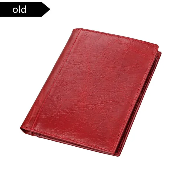 old red Новинка, натуральная кожа, мужские кошельки для паспорта, Мужская воловья кожа, Обложка для паспорта и кошелька, фирменный мужской кошелек для кредитных карт с Id, автомобильный кошелек - Цвет: old red