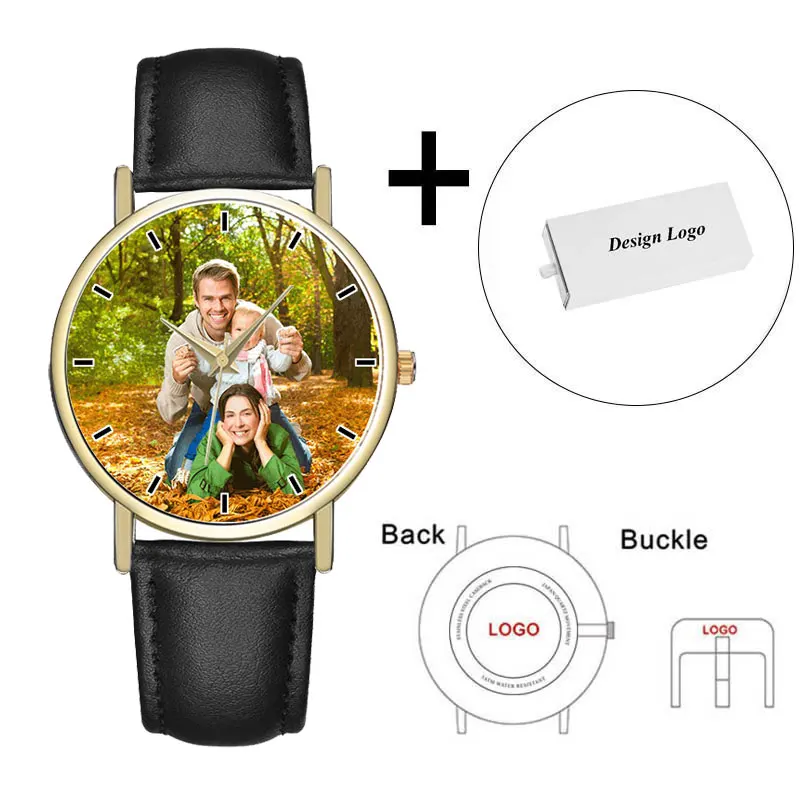Custom Watch and Box B-0000 на заказ часы для женщин и мужчин печать ваш рисунок часов пустые персонализированные часы DIY положить свой собственный фото/изображение/текст - Цвет: Custom Watch and Box