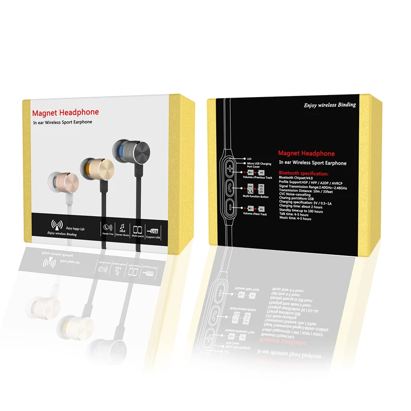 M & J BX325 металлические магнитные наушники вкладыши Bluetooth гарнитура Беспроводные