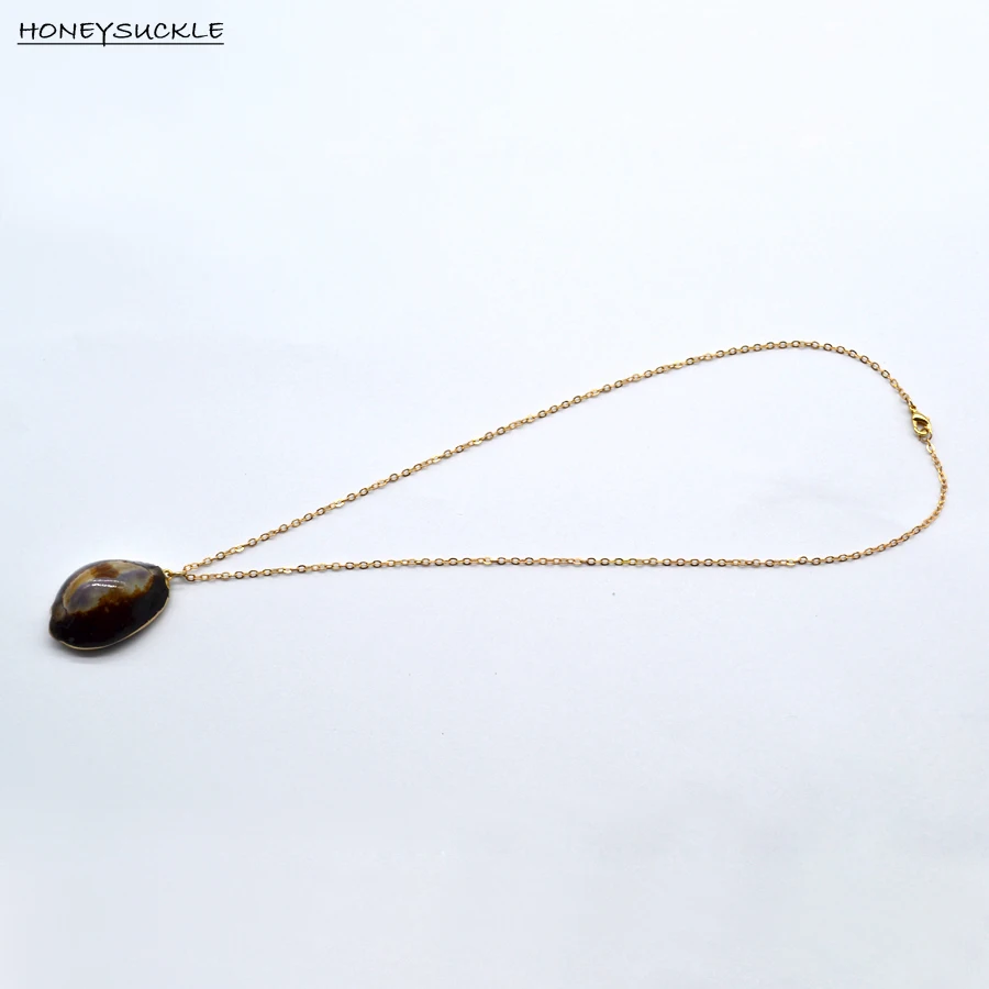 Очаровательное длинное ожерелье из натуральных ракушек черного цвета для мужчин