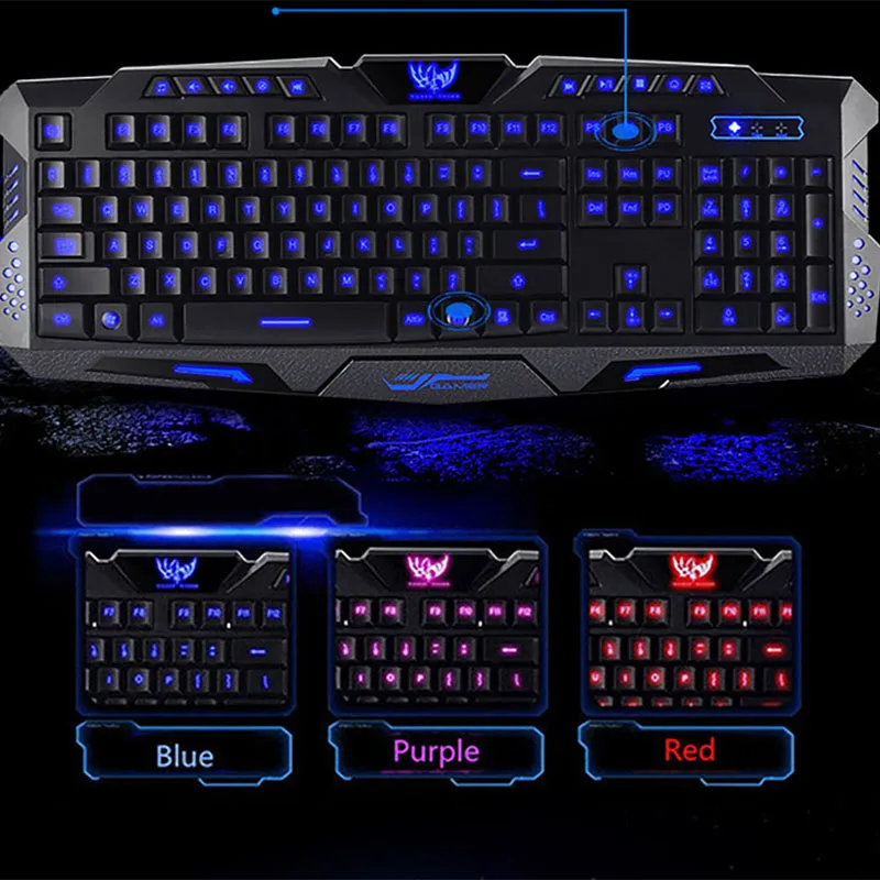 2018 Adjustable LED 3 Color Backlight Illuminated USB Wired Pro Gaming Keyboard For Desktop Notebook Computers New key panel | Компьютеры
