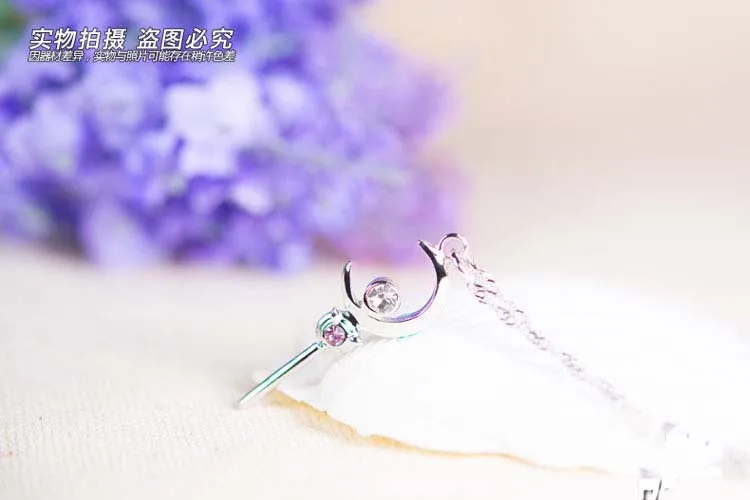 Женское ювелирное ожерелье Сейлор Мун со звездой Стерлинговое Серебро 925 пробы