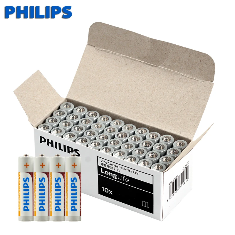 Philips 40 шт 1 5 V Углеродные сухие батареи безопасные сильные взрывозащищенные Вольт
