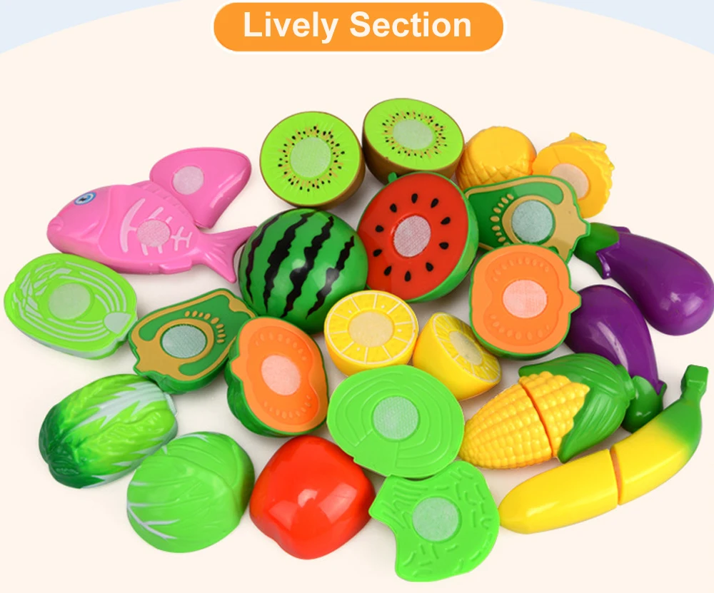 12-60 шт Детские игрушки для торта, кухонные игрушки, ролевые игры, резка фруктов, овощей, игрушки для еды, имитационный кухонный набор, инструменты для детей
