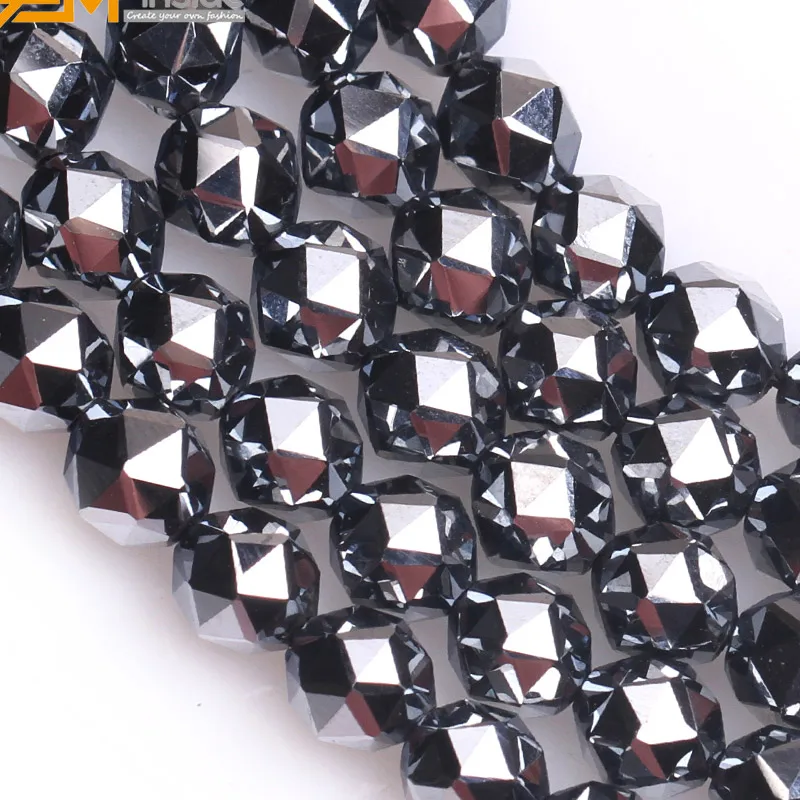 Граненые бусины черного цвета класса ААА с драгоценным камнем внутри Terahertz для