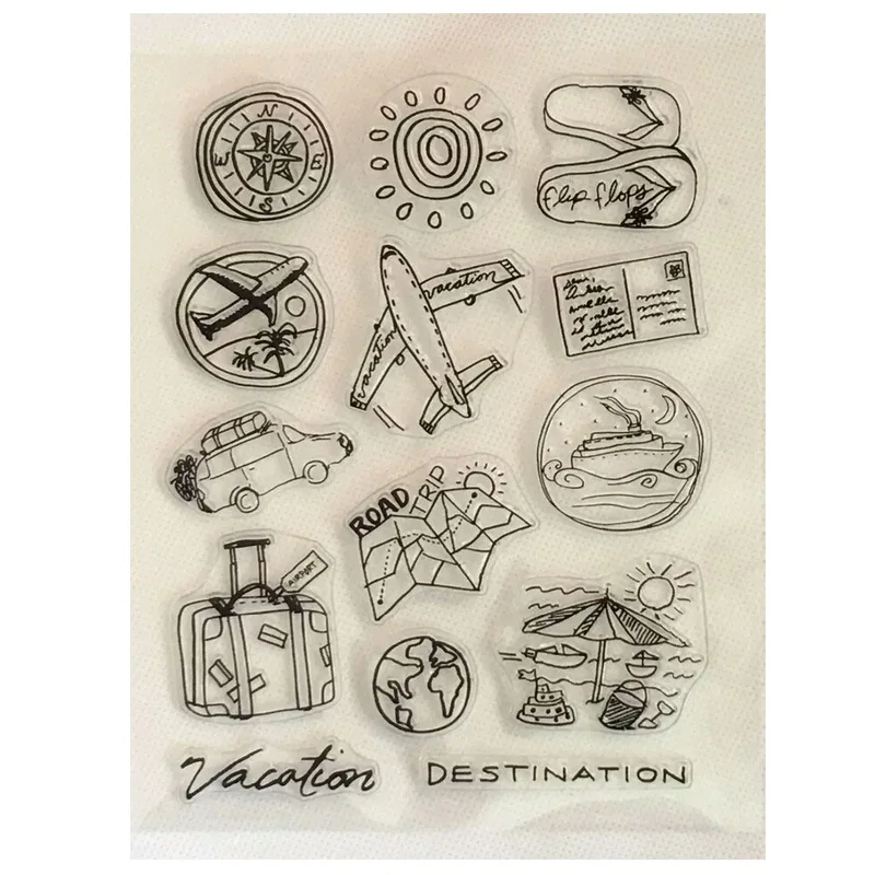 Travel stamp Прозрачные туристические марки для скрапбукинга DIY Изготовление открыток/фотоальбом декоративный силиконовый прозрачный штамп для детей веселое украшение - Цвет: Travel stamp